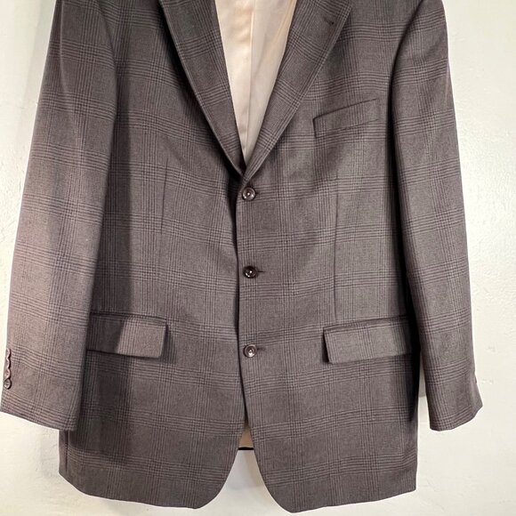 Nautica Mens Gray Tweed Plaid Wool Cashmere Blazer Jacket 46L Superior Tailoring - Picture 15 of 16
